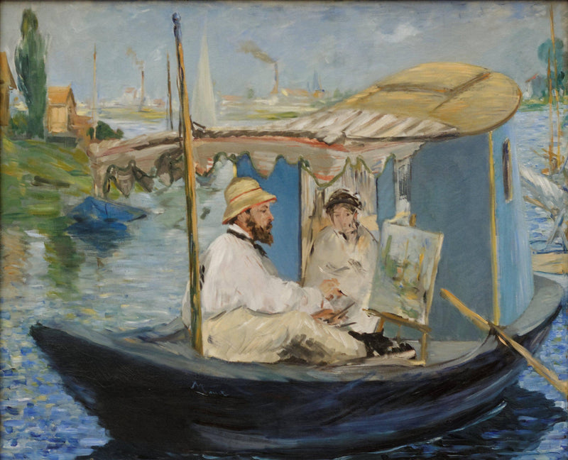Monet in his Studio Boat by Edouard Manet — Oil Painting Reproduction