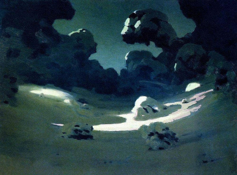 Moonlight in a Forest. Winter by Arkhyp Kuindzhi — Oil Painting Reproduction