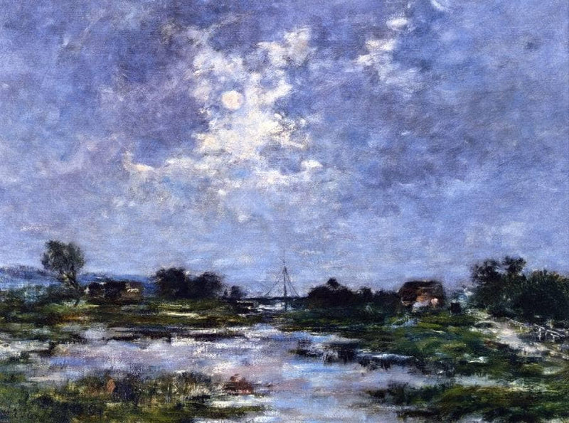 Moonlight on the Marshes, The Toques by Eugene Boudin — Oil Painting Reproduction