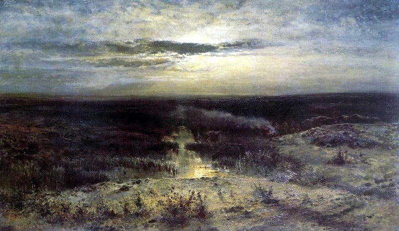 Moonlit night. Marsh by Aleksey Savrasov — Oil Painting Reproduction