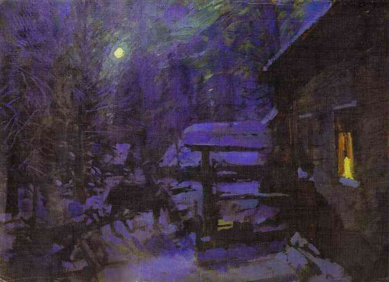 Moonlit Night. Winter by Konstantin Korovin — Oil Painting Reproduction
