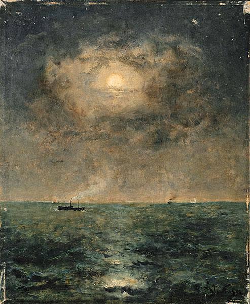 Moonlit seascape by Alfred Stevens — Oil Painting Reproduction