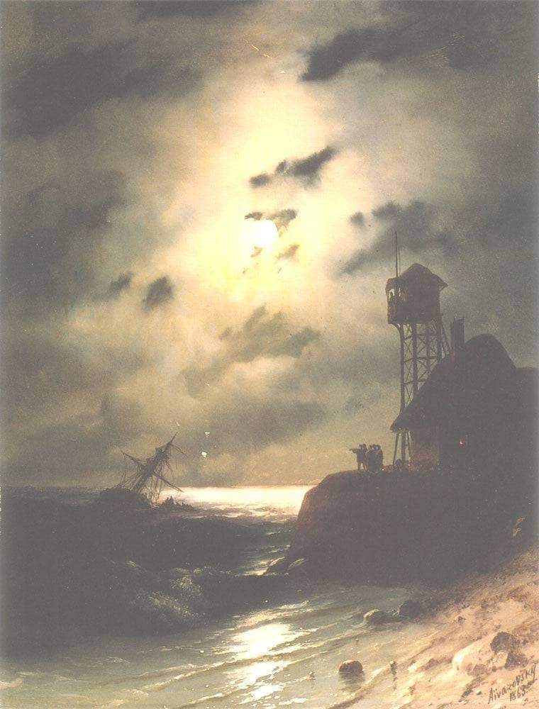 Moonlit Seascape With Shipwreck by Ivan Aivazovsky — Oil Painting Reproduction