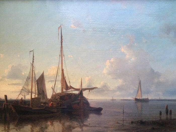 Moored sailing ships on a calm afternoon by Abraham Hulk Sr. — Oil Painting Reproduction