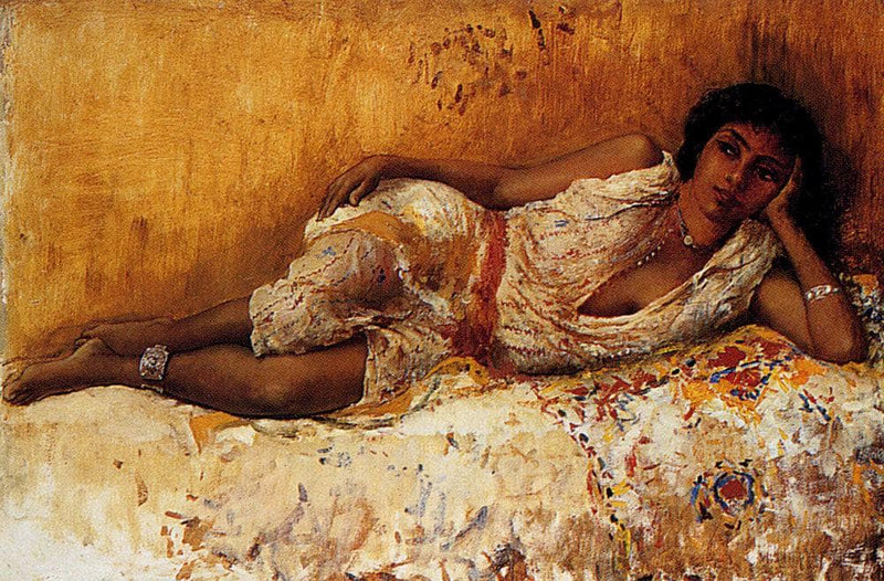 Moorish Girl Lying On A Couch Rabat, Morocco by Edwin Lord Weeks — Oil Painting Reproduction