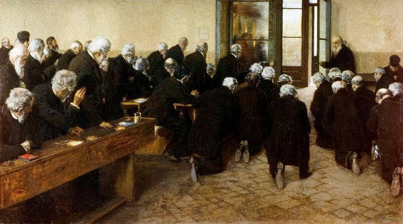 The viaticum to the dying comrade by Angelo Morbelli — Oil Painting Reproduction