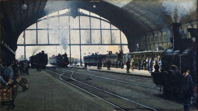 Milan central station by Angelo Morbelli — Oil Painting Reproduction