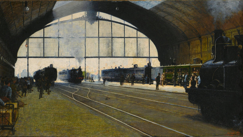 Milan central station in 1889 by Angelo Morbelli — Oil Painting Reproduction