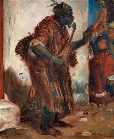 Moroccan musician on a street corner by Alfred Dehodencq — Oil Painting Reproduction