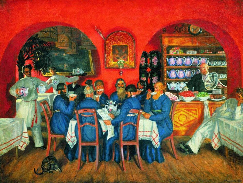 Moscow Tavern by Boris Kustodiev — Oil Painting Reproduction