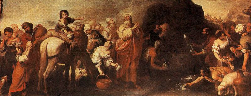 Moses and the water from the rock of Horeb by Bartolome Esteban Murillo, Oil Painting Reproduction