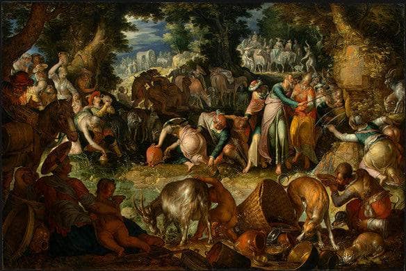 Moses Striking the Rock by Joachim Wtewael, Oil Painting Reproduction
