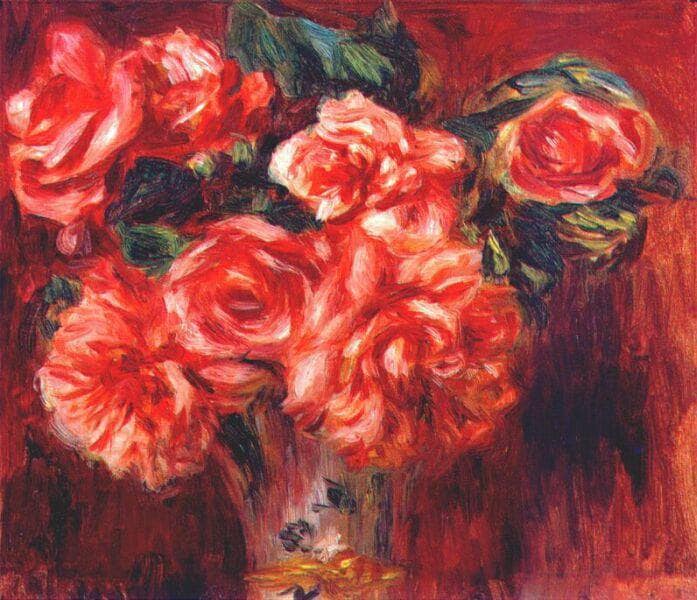 Moss roses by Pierre-Auguste Renoir — Oil Painting Reproduction