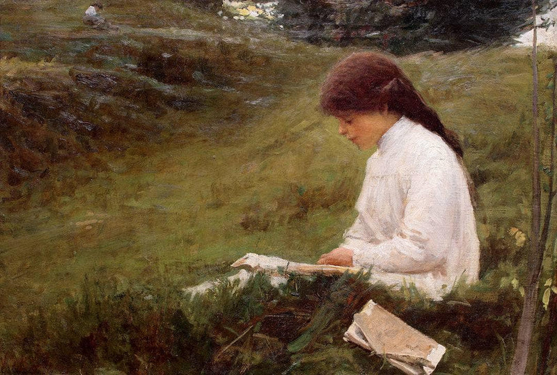 Girl reading by Noè Bordignon — Oil Painting Reproduction