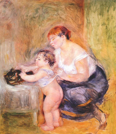 Mother and child in apartment