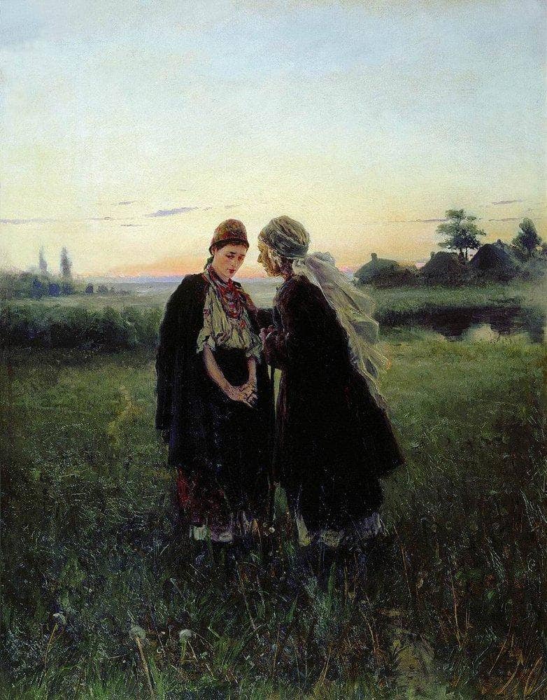 Mother and daughter by Vladimir Makovsky — Oil Painting Reproduction