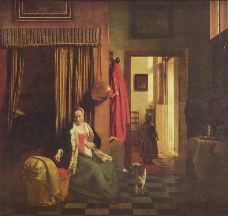 Mother at the cradle by Pieter de Hooch — Oil Painting Reproduction