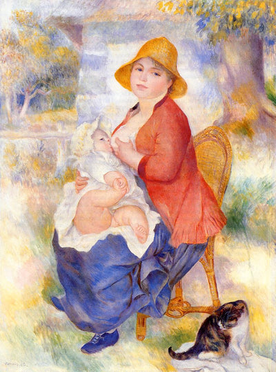 Motherhood (Woman Breast Feeding Her Child) in apartment