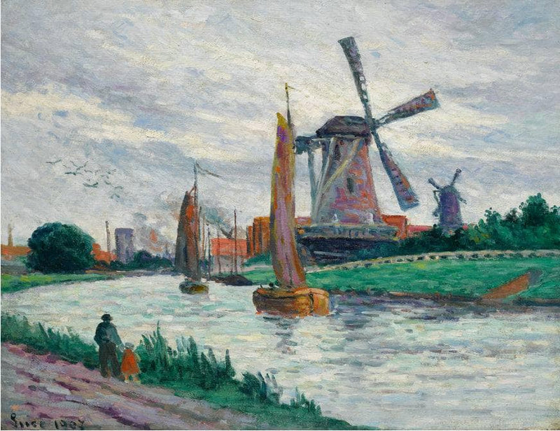 Moulins En Hollande by Maximilien Luce — Oil Painting Reproduction