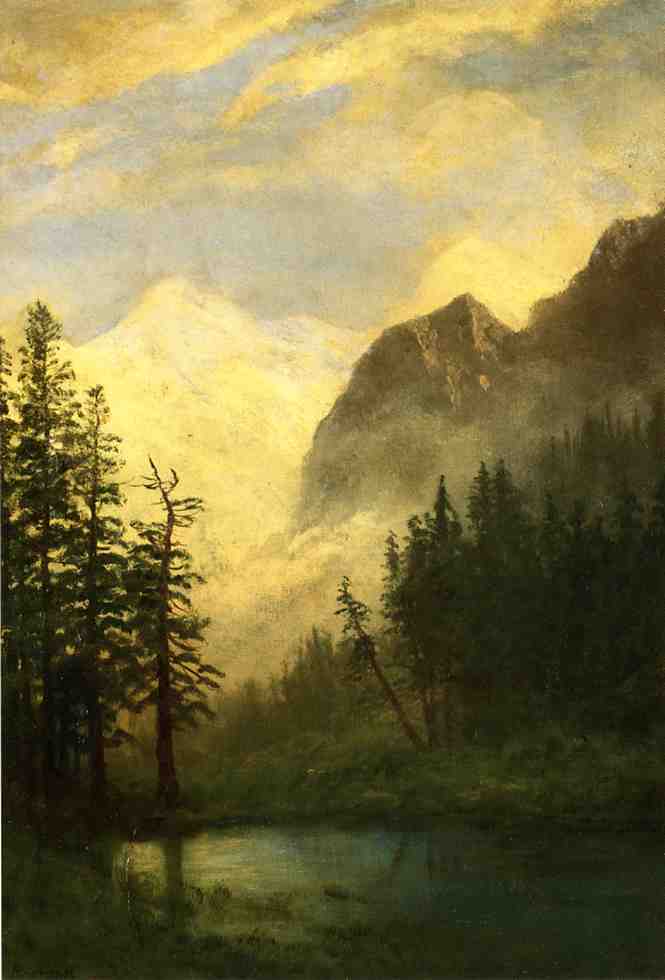 Mountain Landscape by Albert Bierstadt — Oil Painting Reproduction