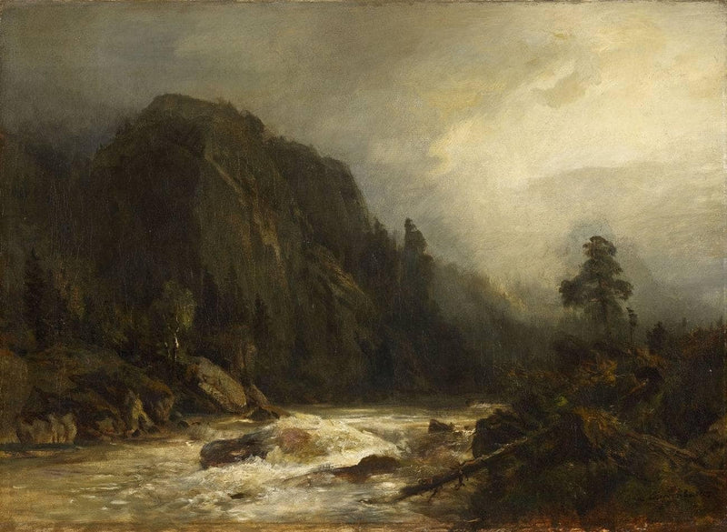 Mountain landscape with brook by Andreas Achenbach — Oil Painting Reproduction