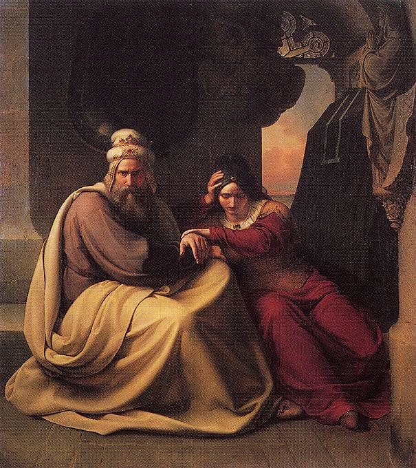 Mourning royal couple by Karl Lessing, Oil Painting Reproduction