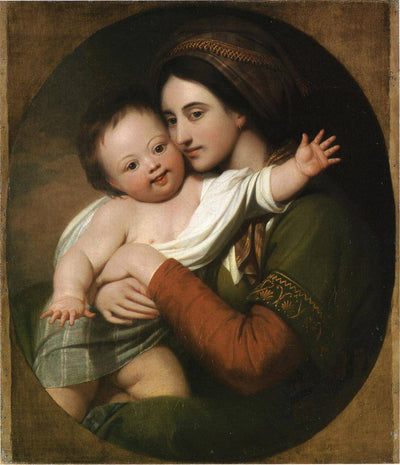 Mrs. Benjamin West and Her Son Raphael in study