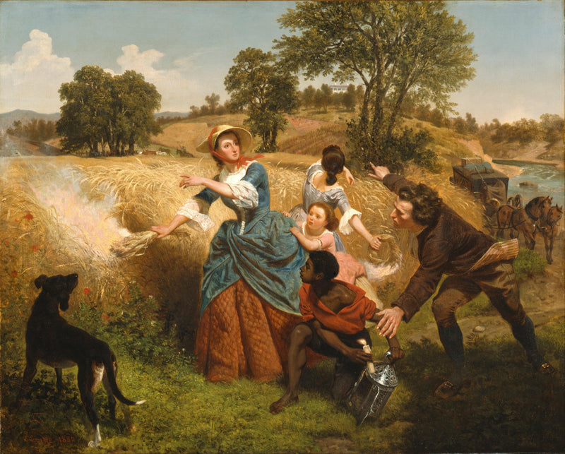 Mrs. Schuyler Burning Her Wheat Fields on the Approach of the British by Emanuel Leutze — Oil Painting Reproduction