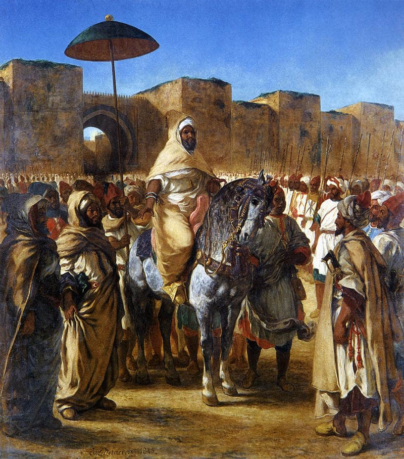 Muley Abd-ar-Rhaman, The Sultan of Morocco, leaving his Palace of Meknes with his entourage by Eugene Delacroix — Oil Painting Reproduction