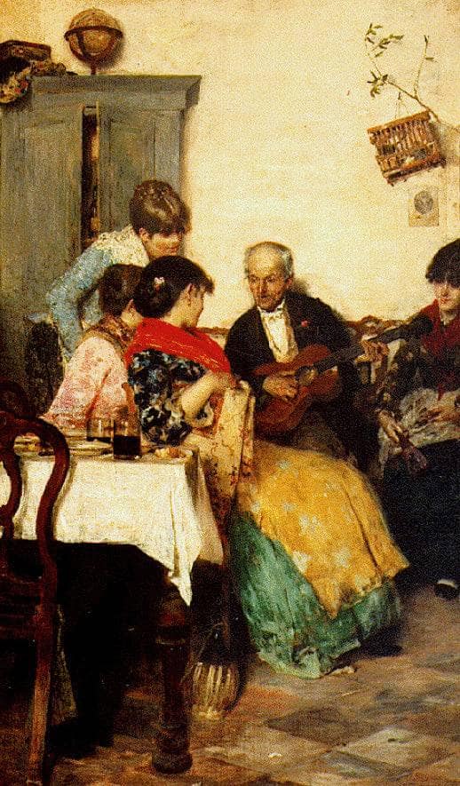 Music in the family by Giacomo Favretto — Oil Painting Reproduction