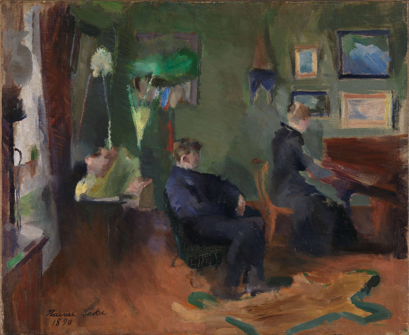 Music, Interior from Kristiania by Harriet Backer — Oil Painting Reproduction