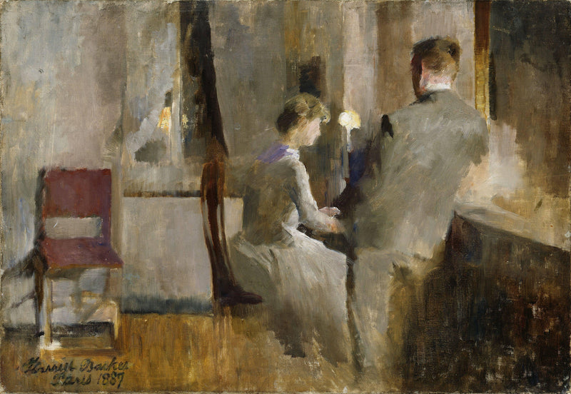 Music, Interior from Paris by Harriet Backer — Oil Painting Reproduction