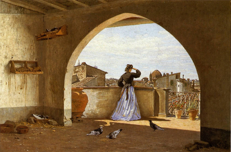 My terrace, Florence by Odoardo Borrani — Oil Painting Reproduction
