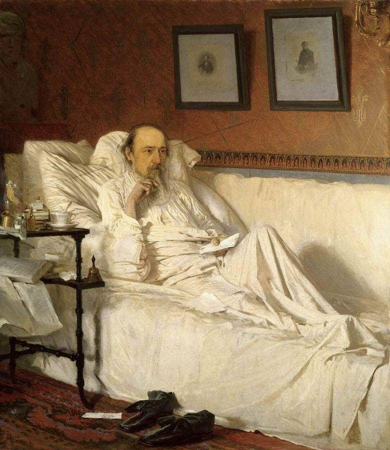 N.A. Nekrasov, during "The last songs" by Ivan Kramskoy — Oil Painting Reproduction