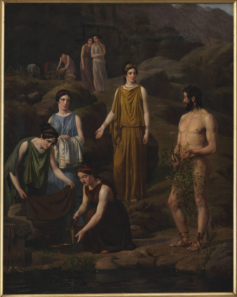 Nausikaa brings the shipwrecked Odysseus' clothes by Wilhelm Marstrand — Oil Painting Reproduction
