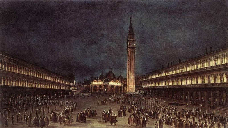 Nighttime Procession in Piazza San Marco by Francesco Guardi — Oil Painting Reproduction
