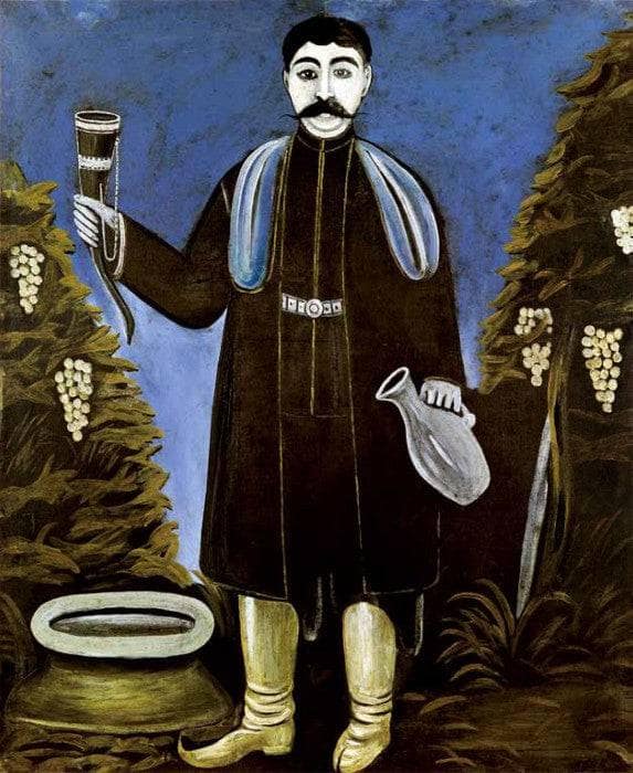 Noble with a horn for drinking wine by Niko Pirosmani — Oil Painting Reproduction
