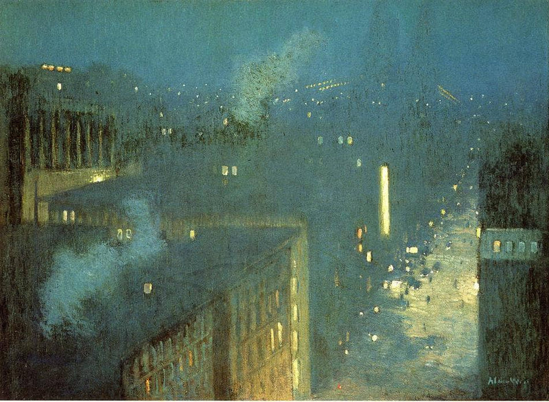 Nocturne: Queensboro Bridge by Julian Alden Weir — Oil Painting Reproduction