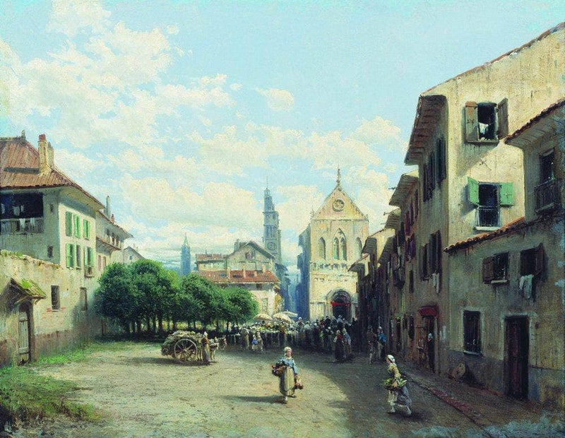 Norman city by Alexey Bogolyubov — Oil Painting Reproduction