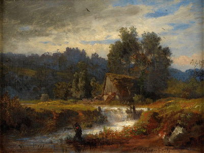 Norwegian Landscape With Angler in entryway