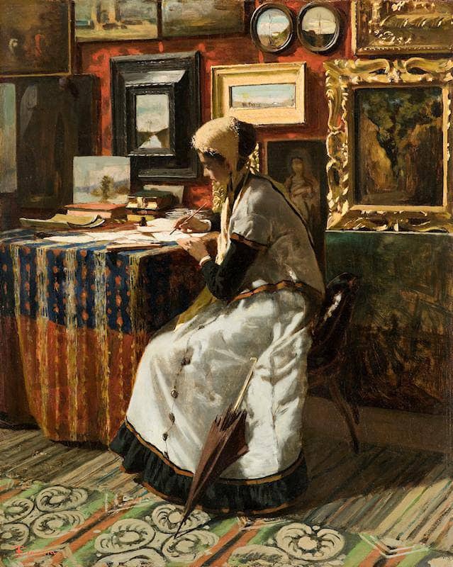 Not being able to wait, or The letter by Telemaco Signorini — Oil Painting Reproduction