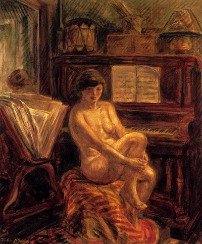 Nude At Piano in study
