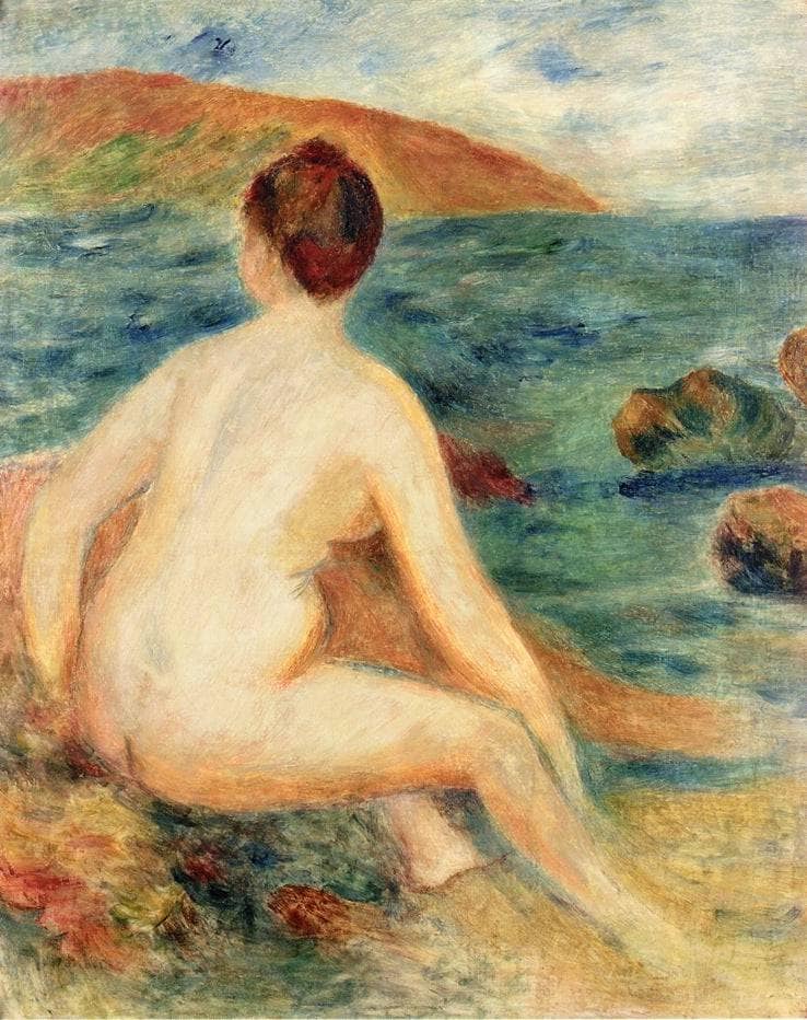 Nude Bather Seated by the Sea by Pierre-Auguste Renoir — Oil Painting Reproduction