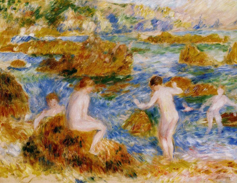 Nude Boys on the Rocks at Guernsey by Pierre-Auguste Renoir — Oil Painting Reproduction