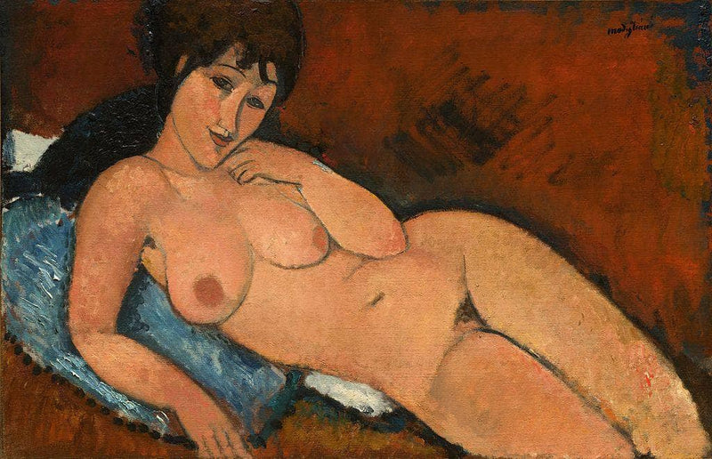 Nude on a Blue Cushion by Amedeo Modigliani — Oil Painting Reproduction