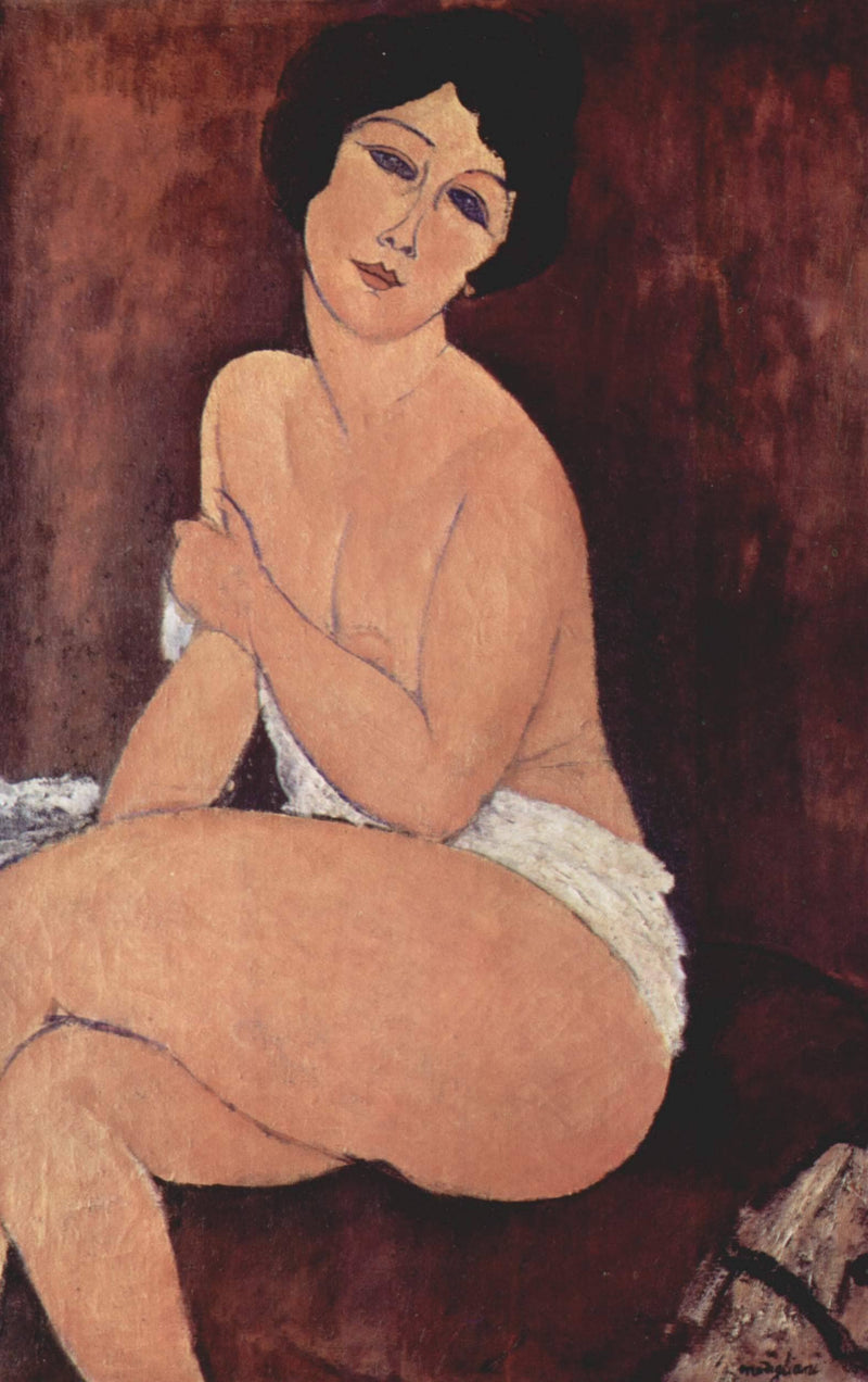 Nude seating on a sofa by Amedeo Modigliani — Oil Painting Reproduction