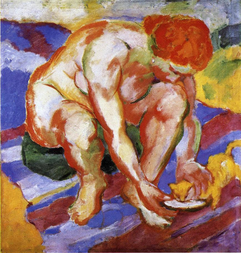Nude with Cat by Franz Marc — Oil Painting Reproduction