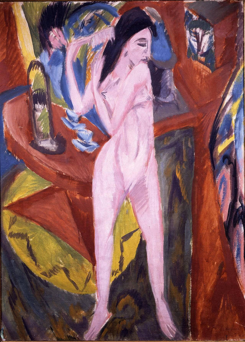 Nude Woman Combing Her Hair by Ernst Ludwig Kirchner — Oil Painting Reproduction