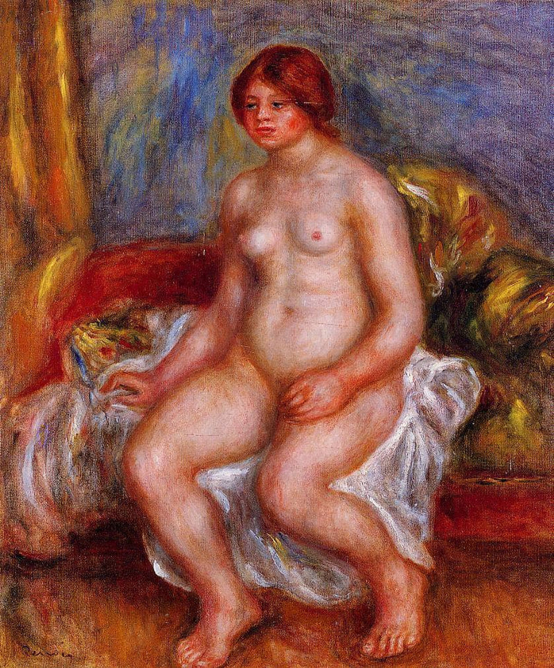 Nude Woman on Green Cushions by Pierre-Auguste Renoir — Oil Painting Reproduction
