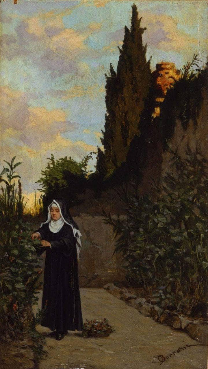 Nun in the garden by Odoardo Borrani — Oil Painting Reproduction